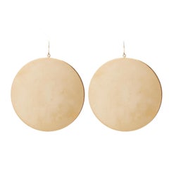 SAINT LAURENT gold mirrored metal disc statement earring