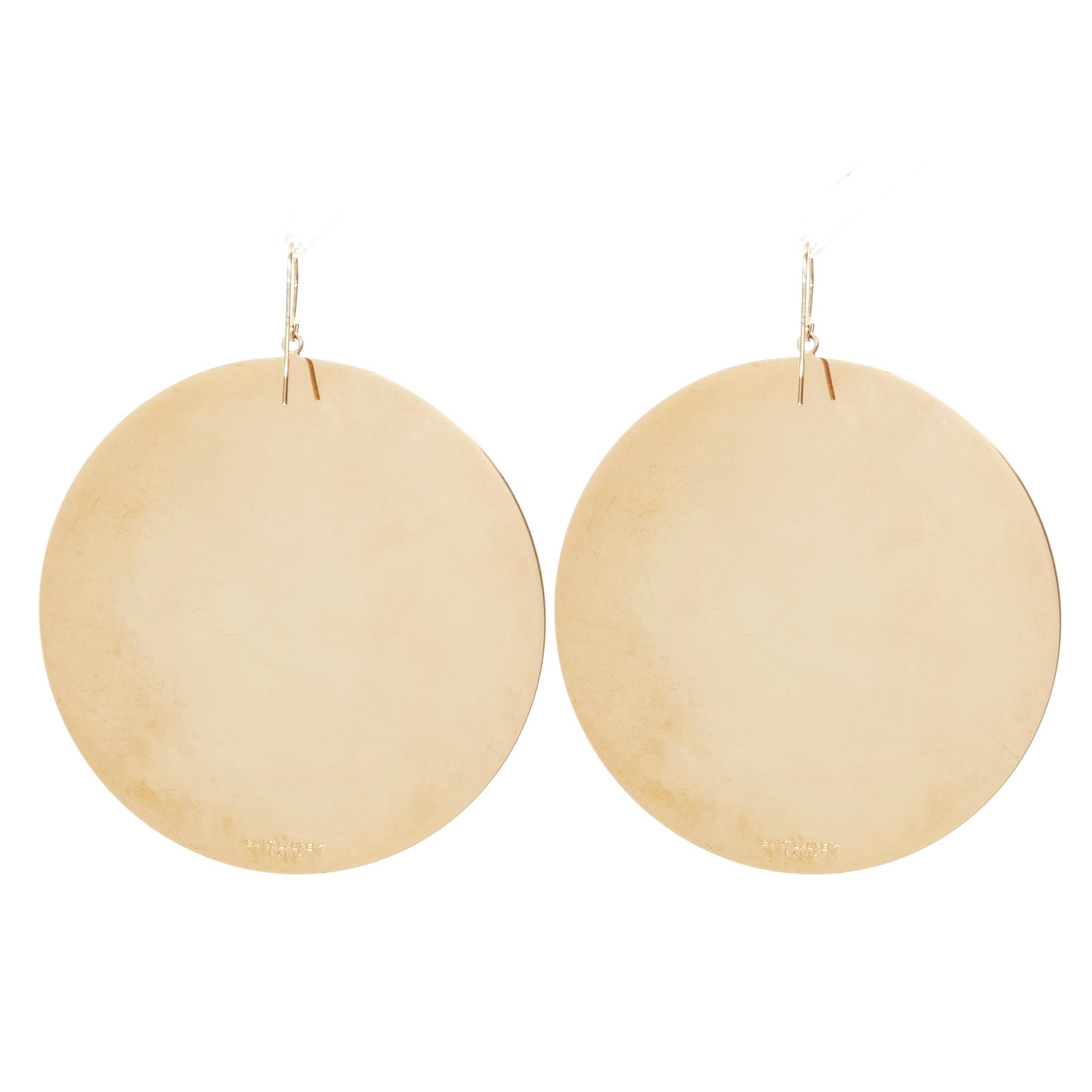SAINT LAURENT gold mirrored metal disc statement earring For Sale 1