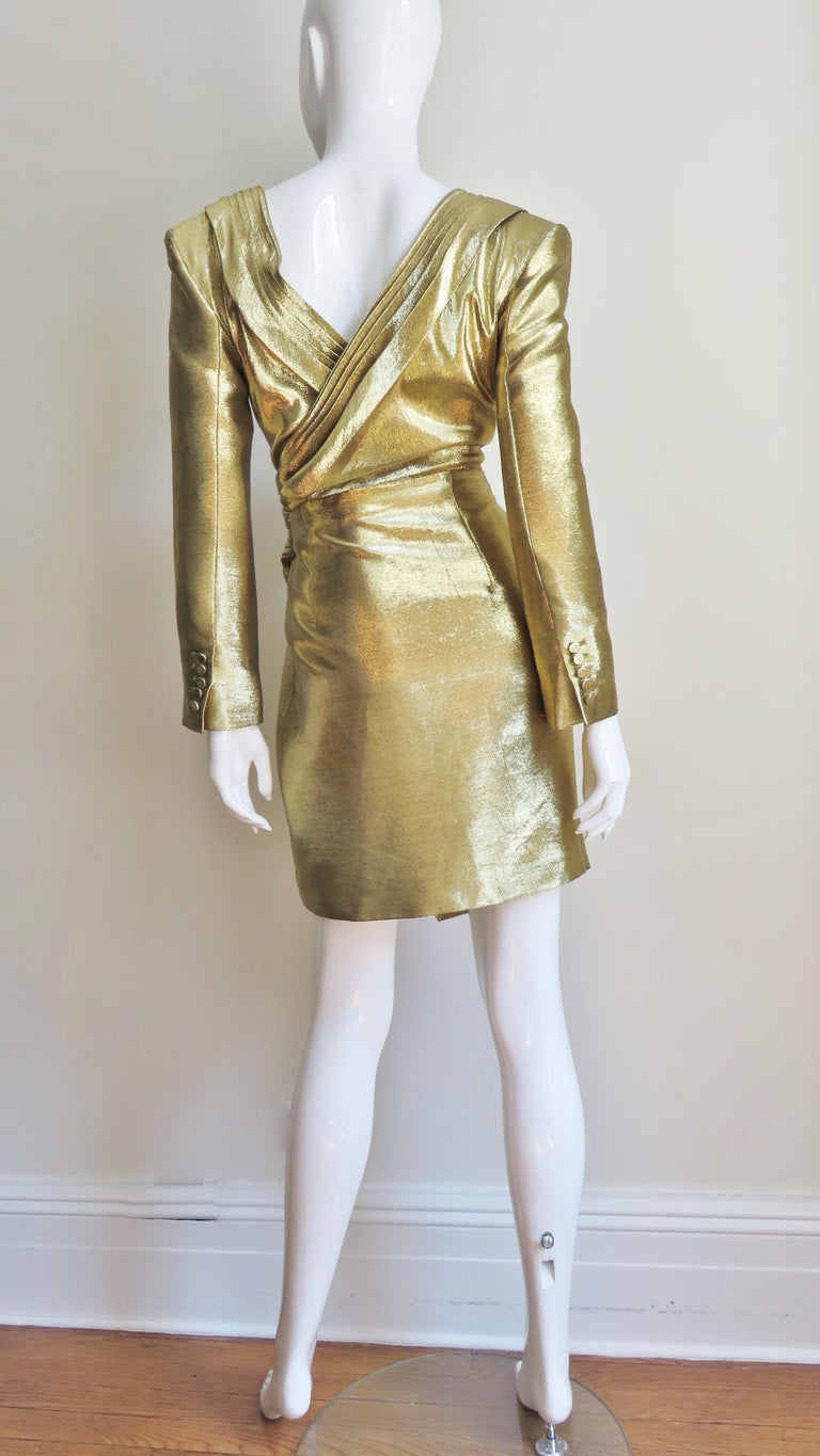 ysl gold dress 1966 Yves Saint Laurent Paris Beaded Metallic Pink Gold Brocade Cocktail  Dress main image 0