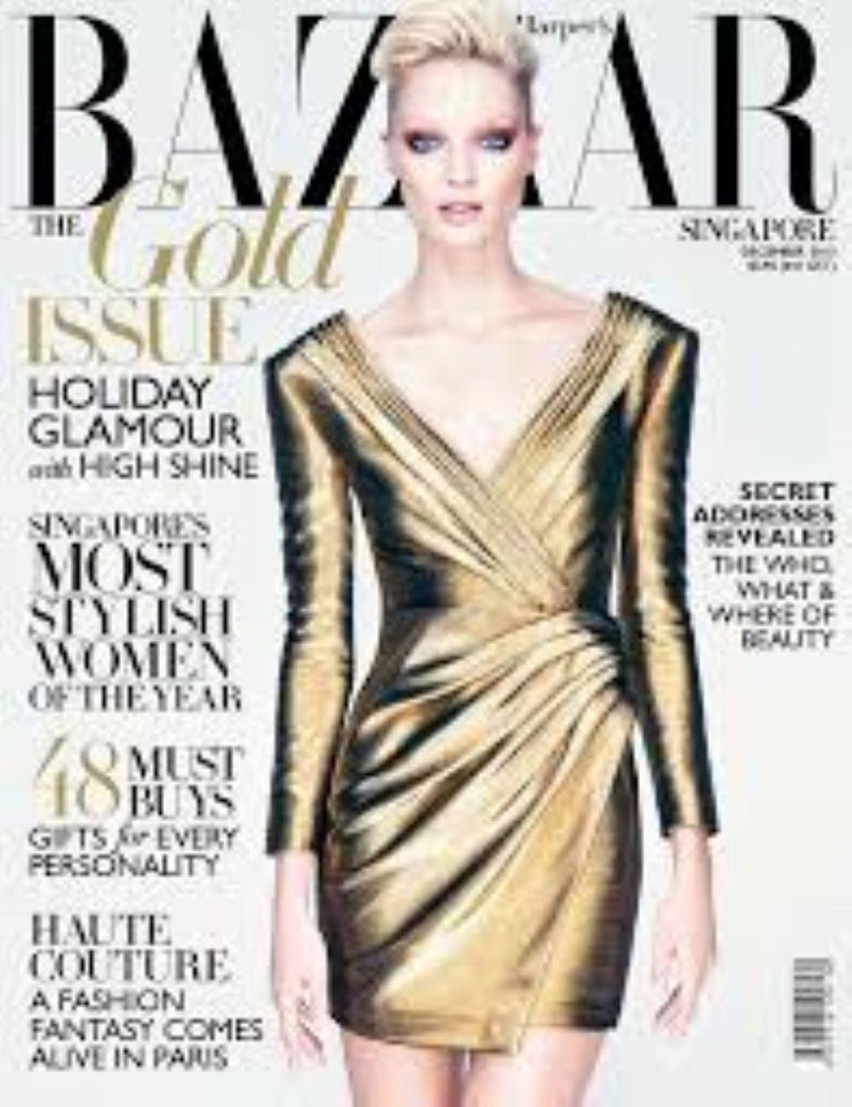 Saint Laurent Gold Wrap Dress S/S 2014 For Sale at 1stDibs | saint laurent  gold dress, gold wrap dress with sleeves, yves saint laurent gold dress