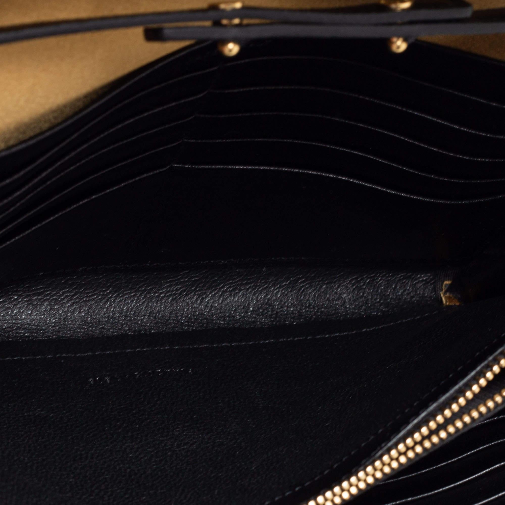 Women's Saint Laurent Gold Sequin and Satin Monogram Wallet On Chain