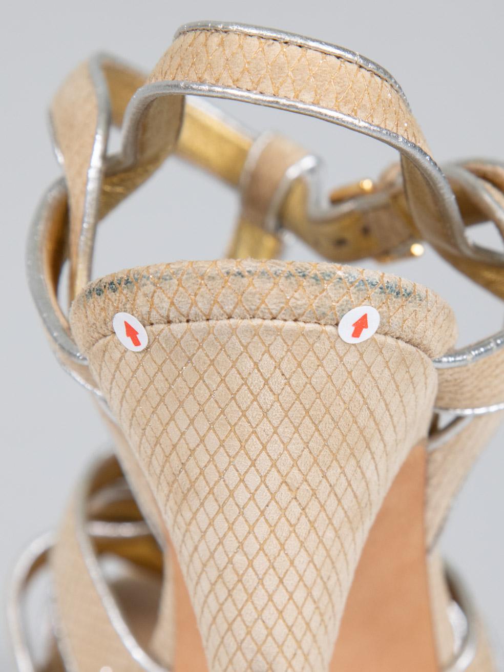Saint Laurent Gold Suede Tribute Sandals Size IT 39 5