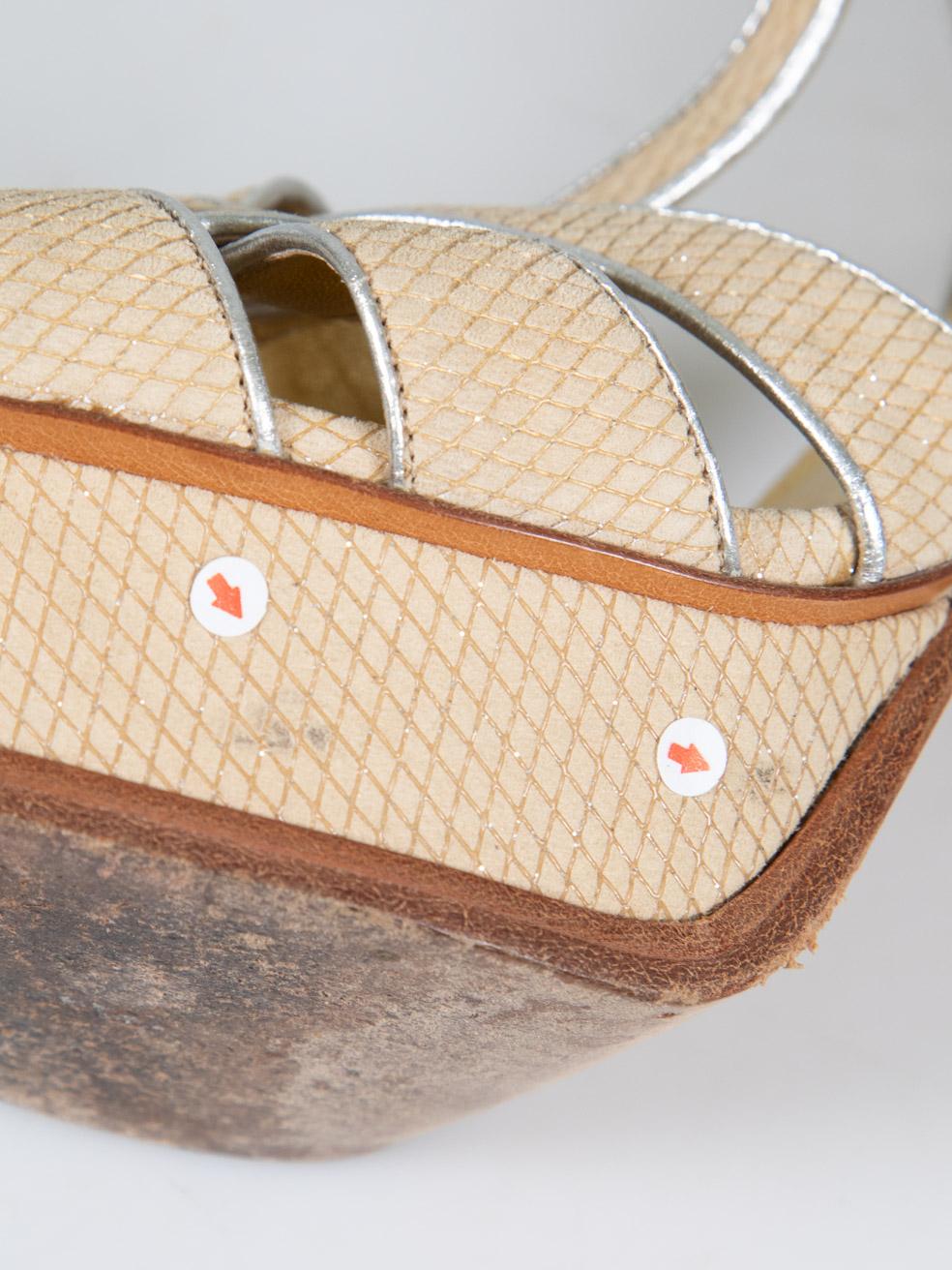 Saint Laurent Gold Suede Tribute Sandals Size IT 39 3