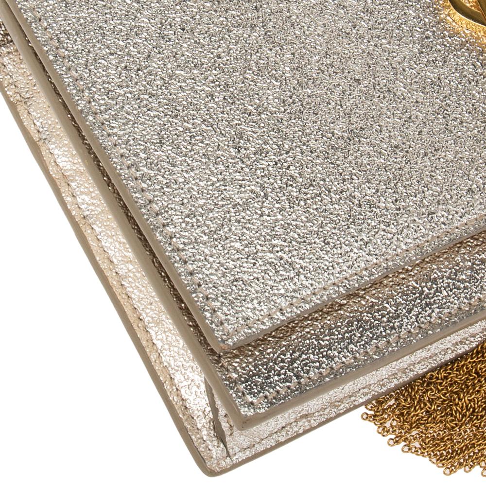 Saint Laurent Gold Textured Leather Kate Tassel Wallet on Chain 3