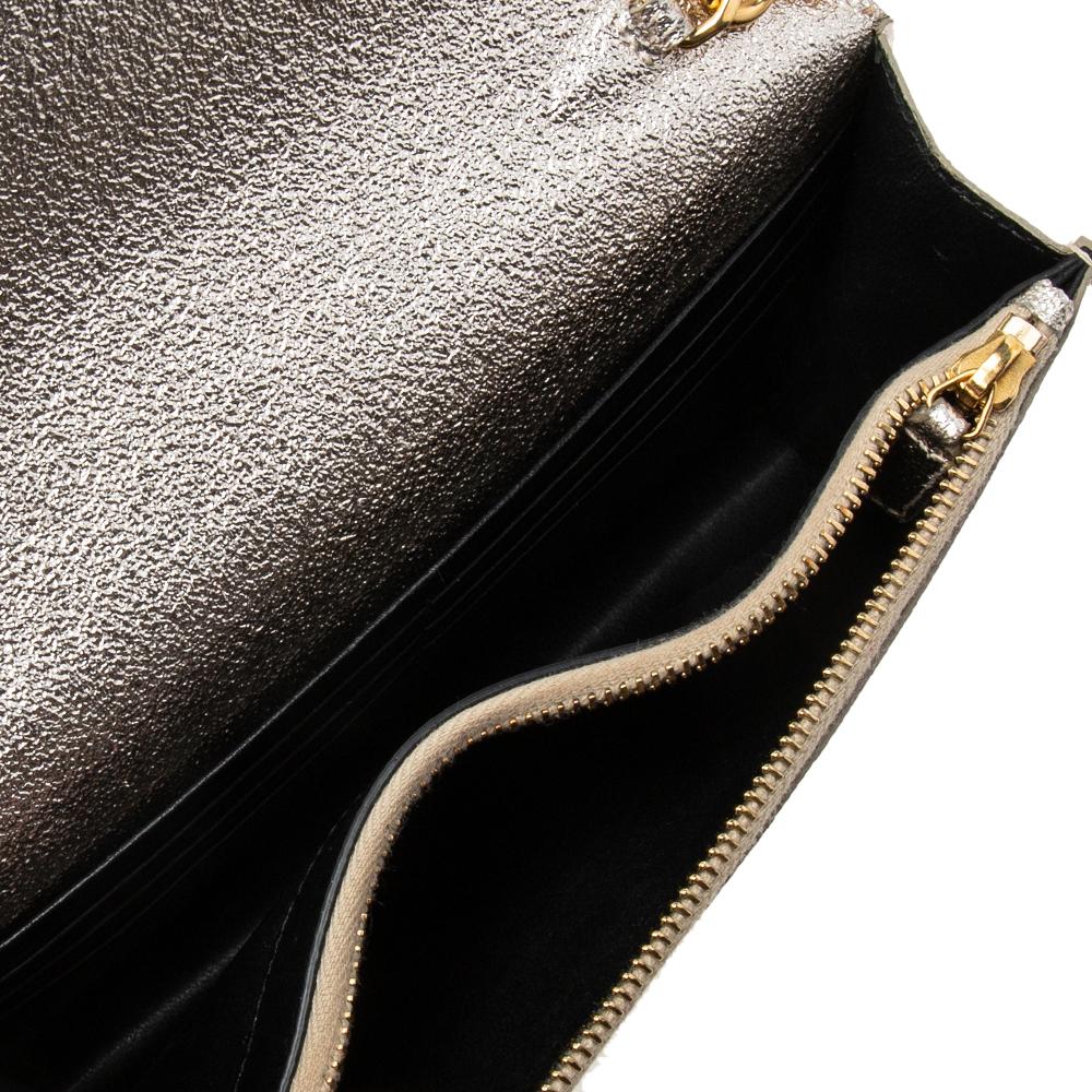 Women's Saint Laurent Gold Textured Leather Kate Tassel Wallet on Chain