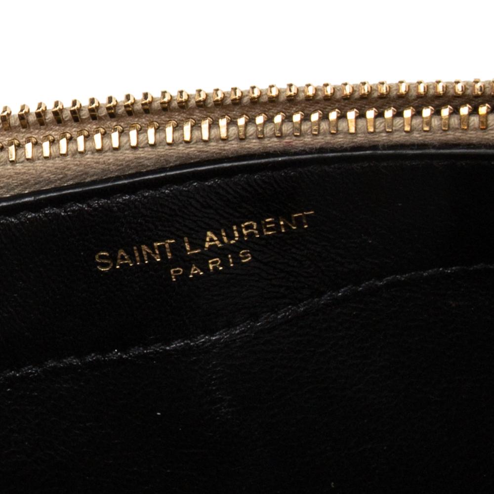Saint Laurent Gold Textured Leather Kate Tassel Wallet on Chain 2