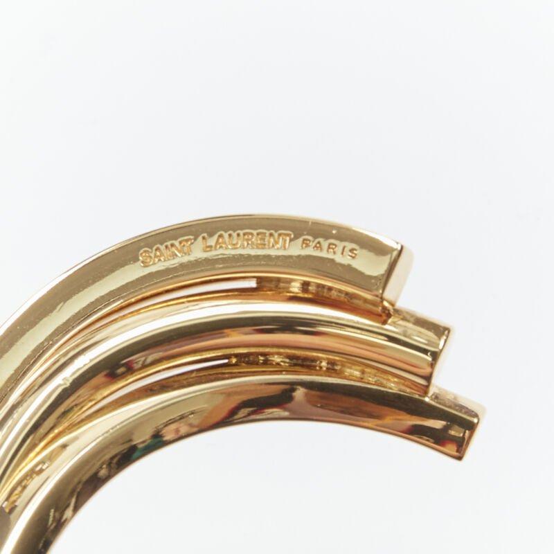 SAINT LAURENT gold tone architectural triple twist cuff bangle Hedi Slimane For Sale 3