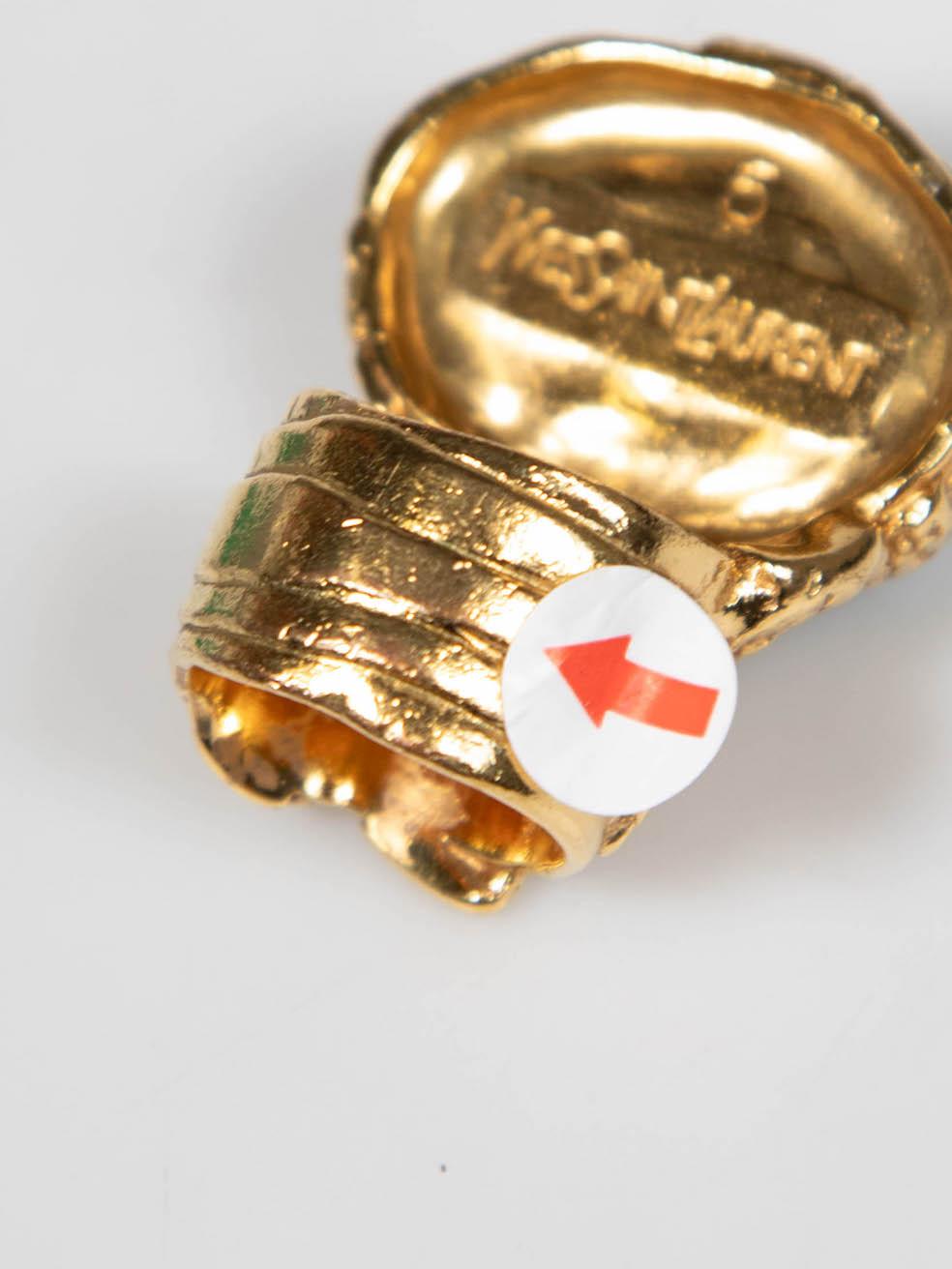 Women's Saint Laurent Gold Turquoise Gem Arty Ring For Sale