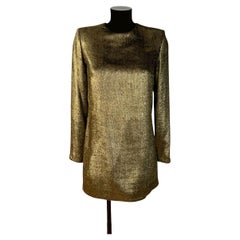 Saint Laurent Gold Velvet Lamé Dress