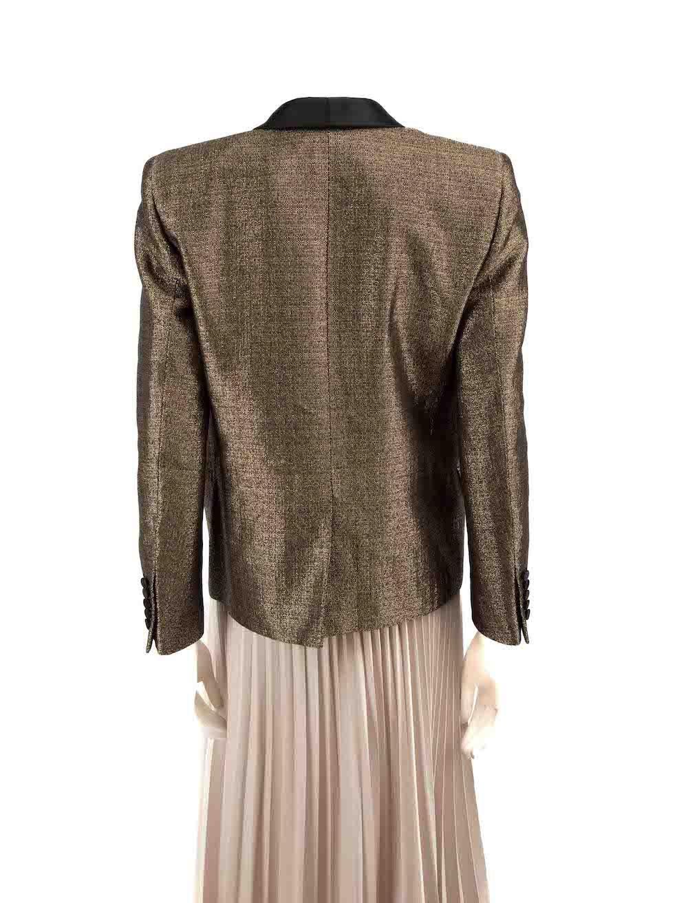 Saint Laurent Gold Wool Jacquard Blazer Jacket Size L In Excellent Condition For Sale In London, GB