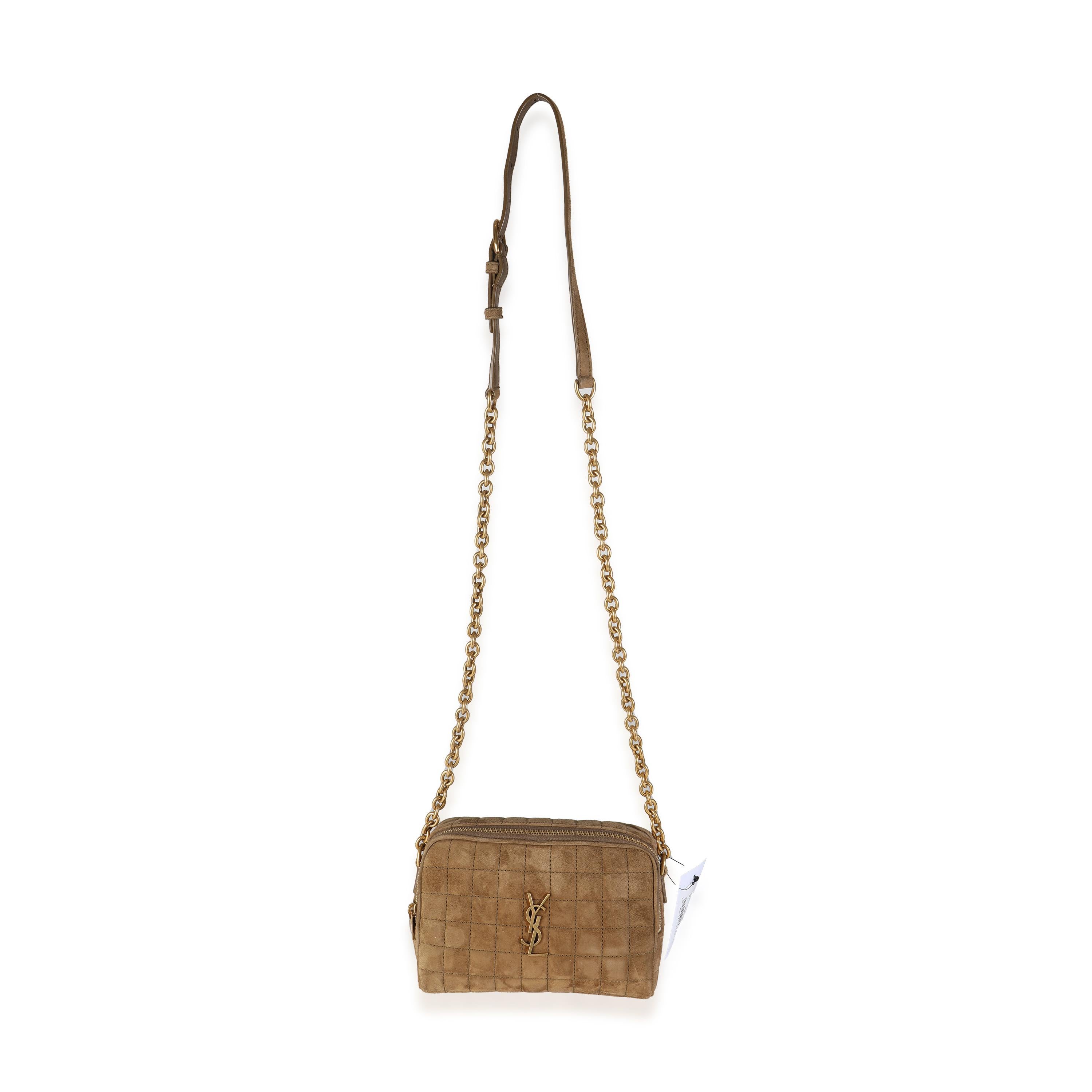 Saint Laurent Golden Leaf Suede Cassandre Carre Camera Bag For Sale 1
