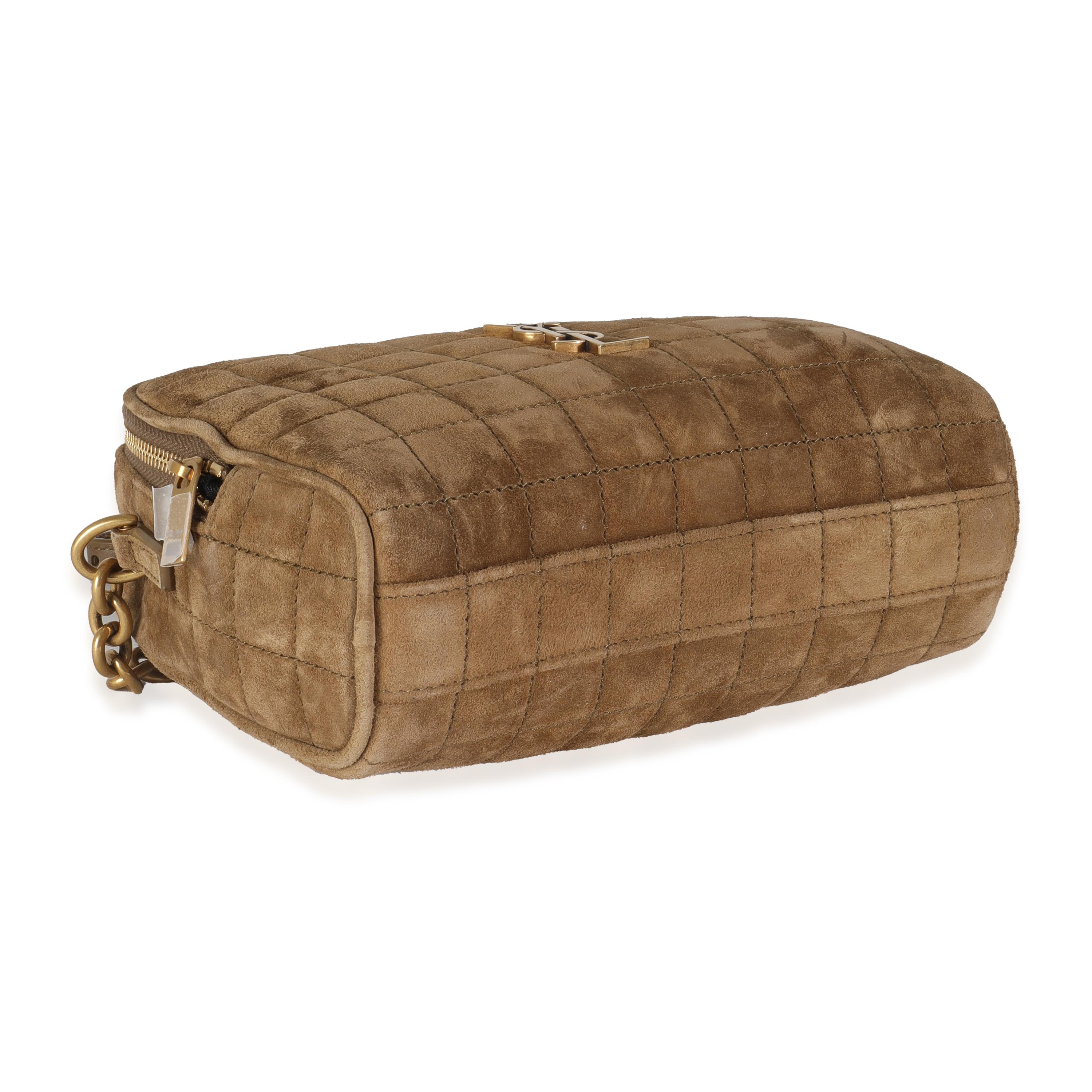Saint Laurent Golden Leaf Suede Cassandre Carre Camera Bag For Sale 2