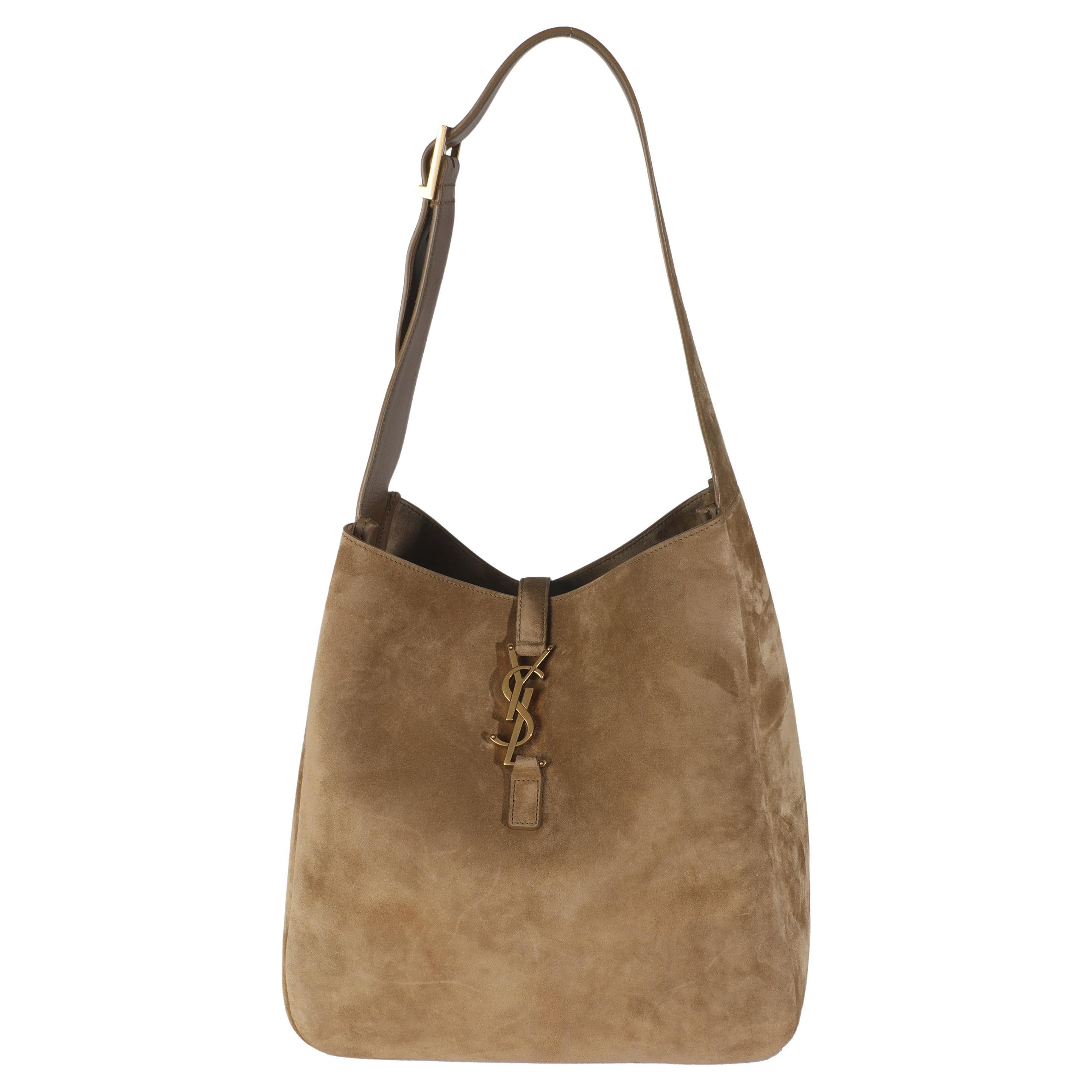 Saint Laurent Golden Leaf Supple Suede Large Le 5 A 7 Hobo Bag For Sale
