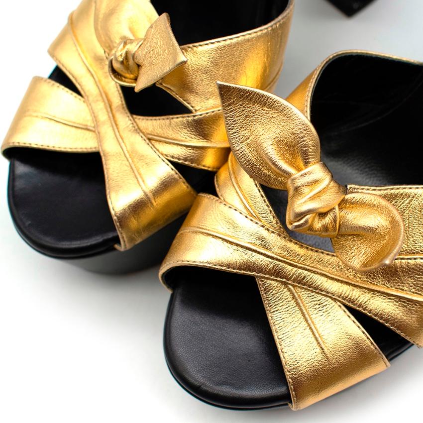Saint Laurent Golden Leather & Sequins Platform Sandals - Size EU 39 2