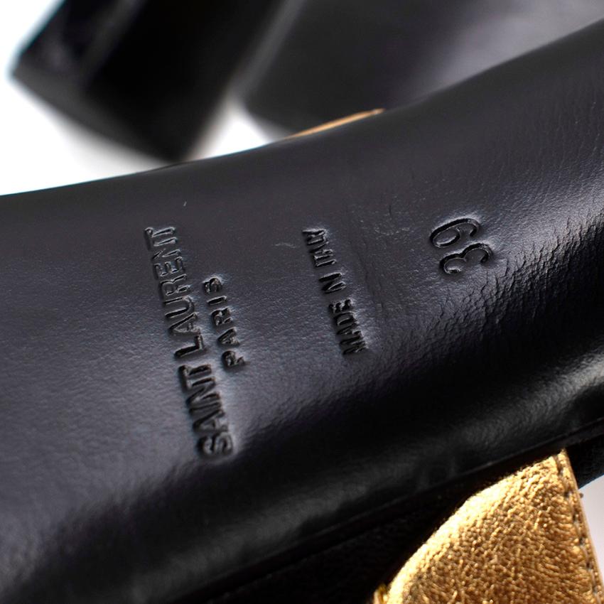 Saint Laurent Golden Leather & Sequins Platform Sandals - Size EU 39 4