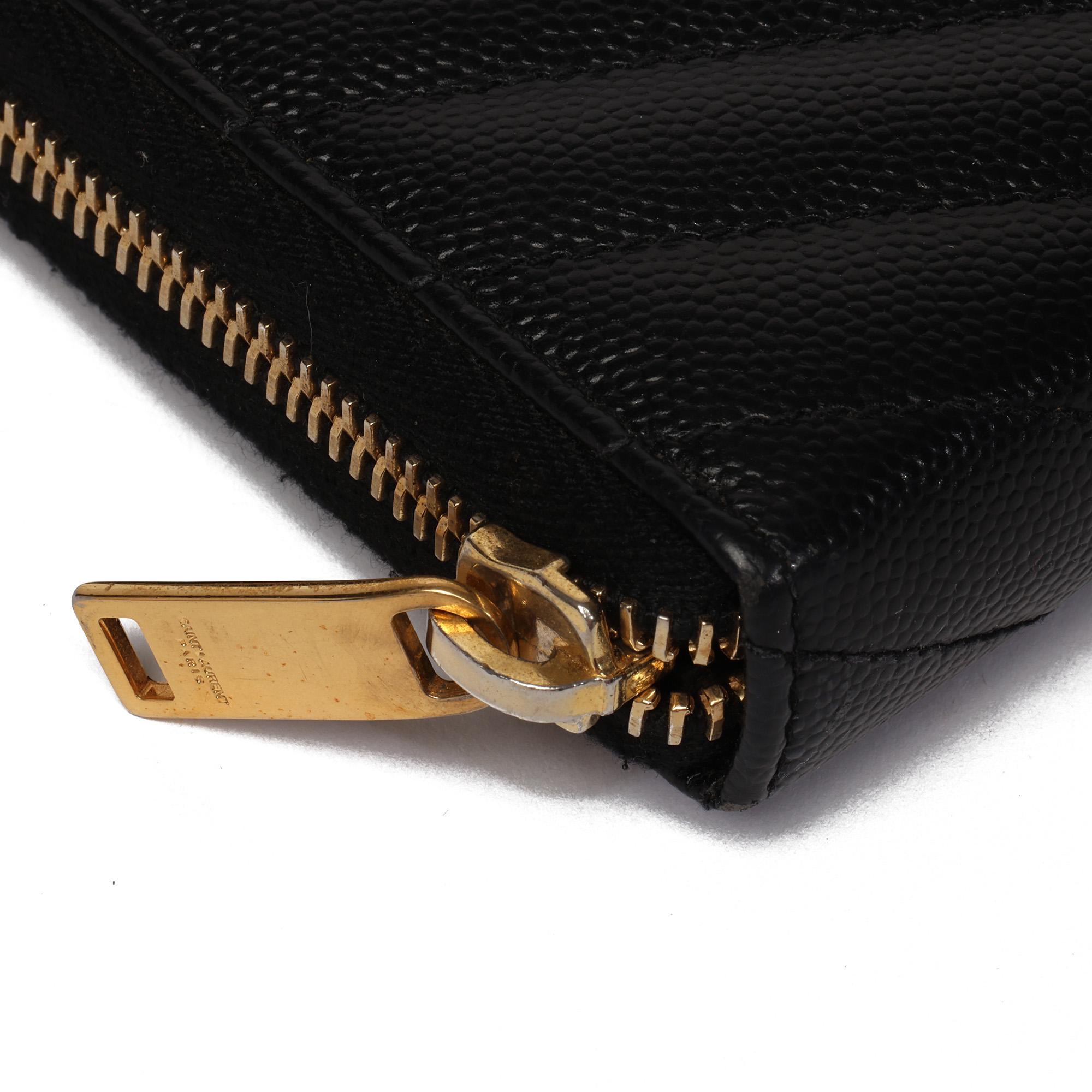 cassandre saint laurent matelasse zip around wallet in grain de poudre embossed leather
