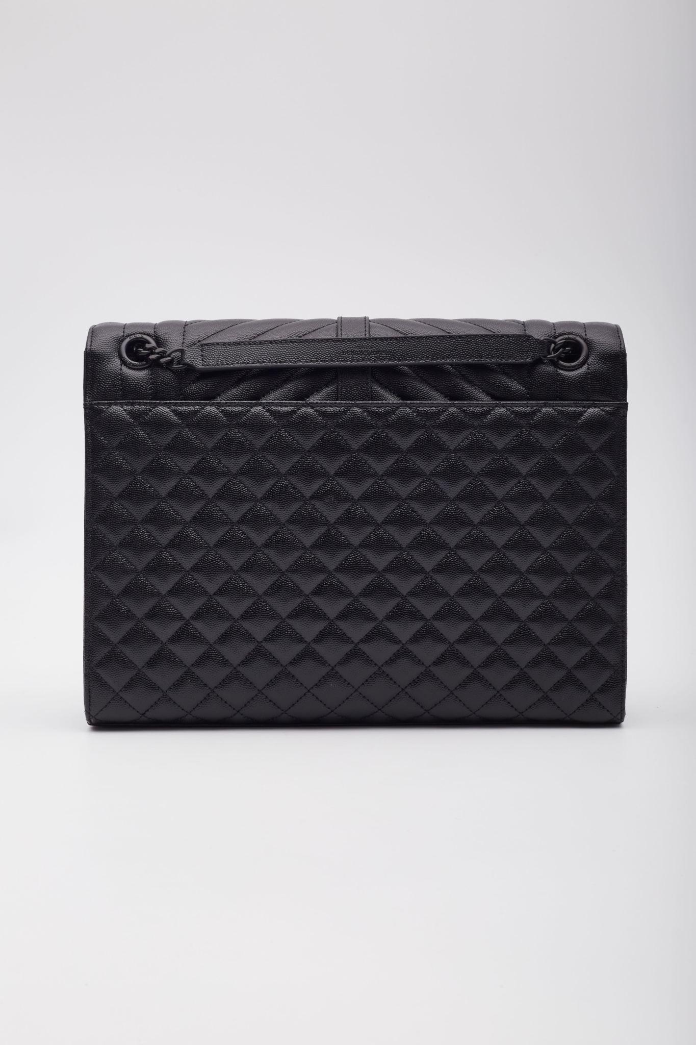 Saint Laurent Grain De Poudre Mixed Satchel Black Large For Sale 1
