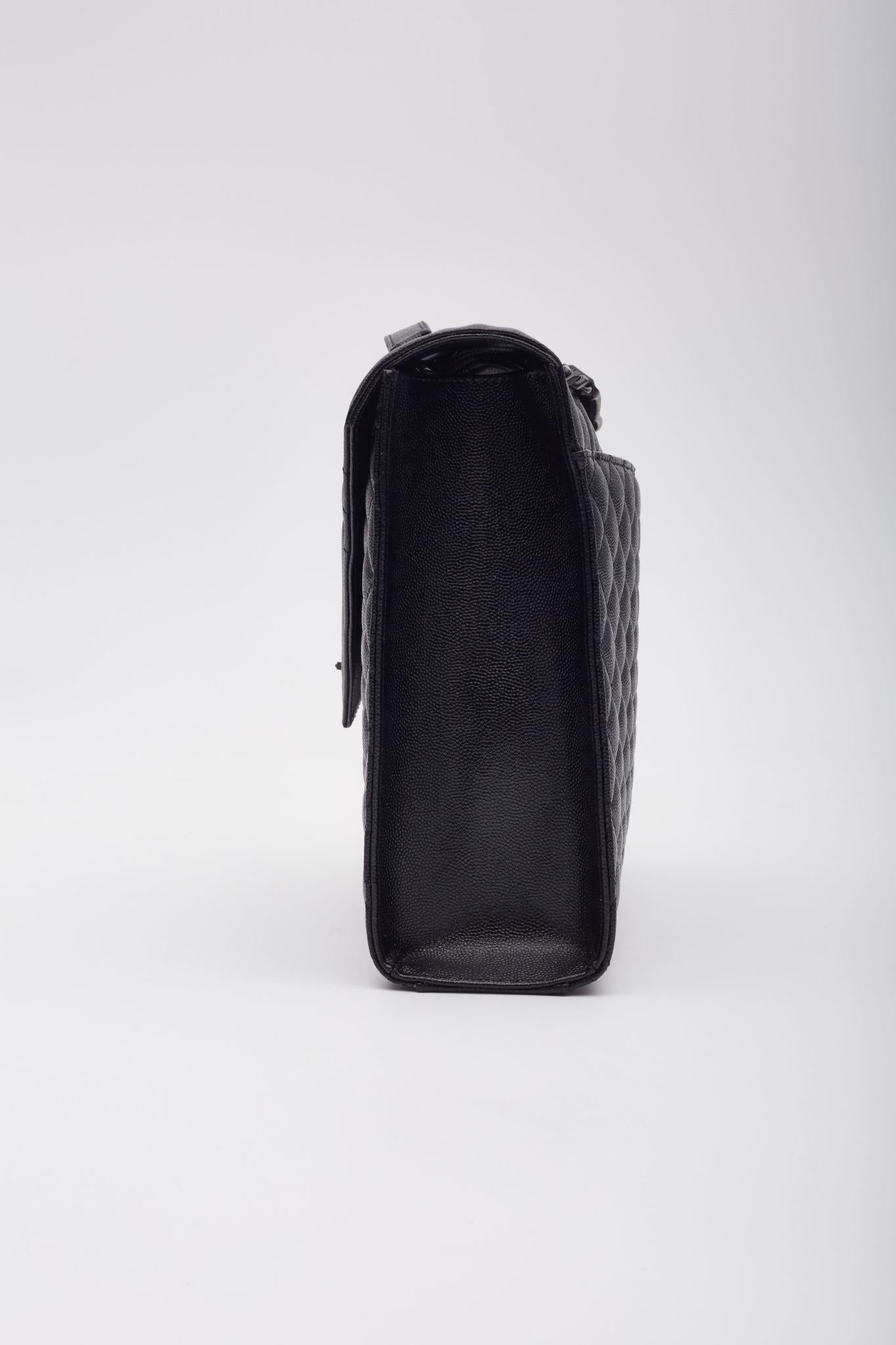Saint Laurent Grain De Poudre Mixed Satchel Black Large For Sale 3