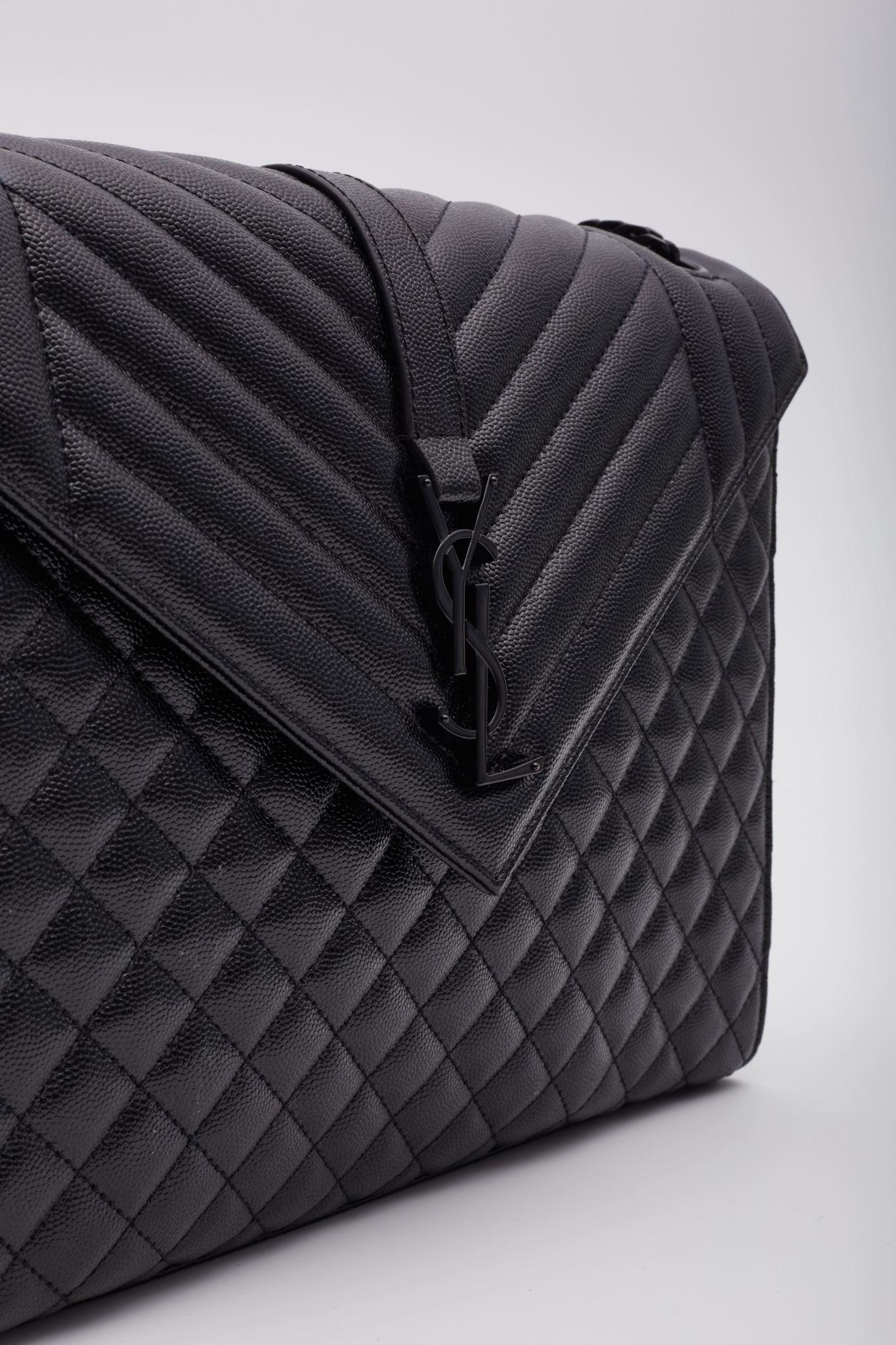 Saint Laurent Grain De Poudre Mixed Satchel Black Large For Sale 4