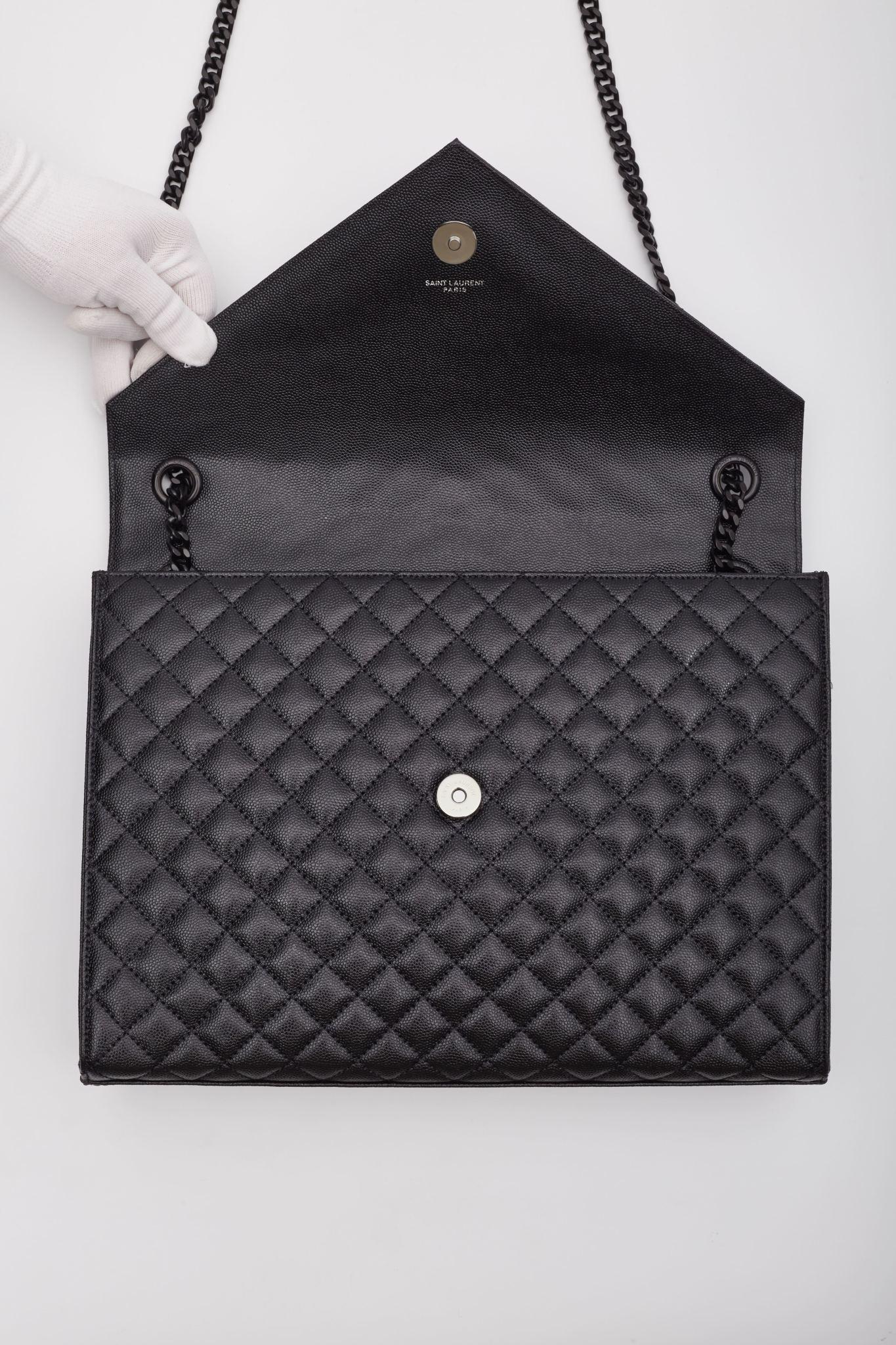 Saint Laurent Grain De Poudre Mixed Satchel Black Large For Sale 5