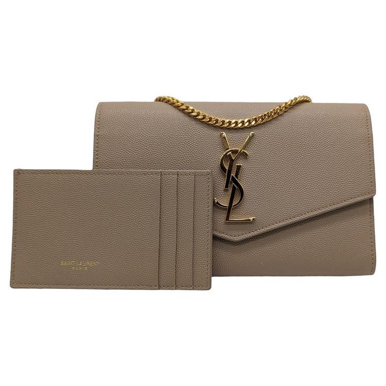 Saint Laurent Women's Kate Iron Silver Leather & Tassel Chain Wallet | by Mitchell Stores