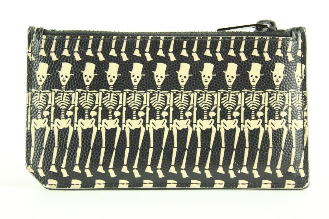Saint Laurent Grain de Poudre Skeleton 5 Fragments Zip Pouch Card Holder For Sale 4