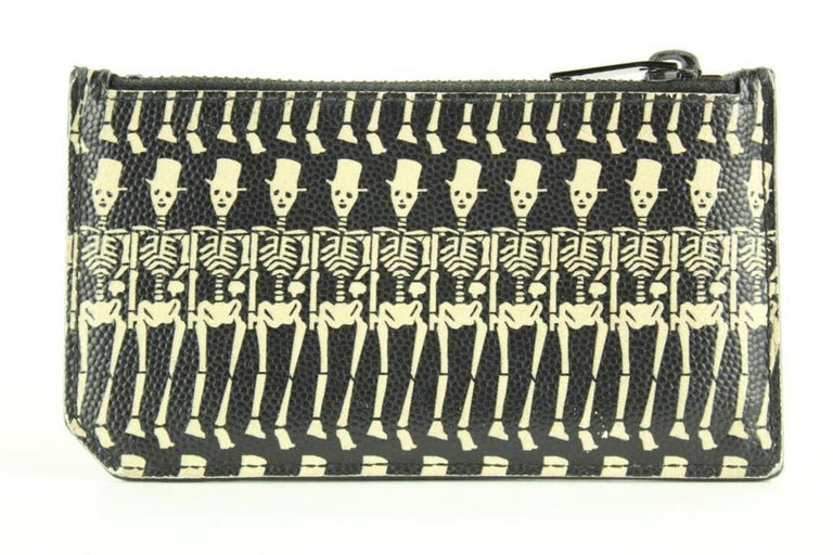 Saint Laurent Grain de Poudre Skeleton 5 Fragments Zip Pouch Card Holder  For Sale at 1stDibs