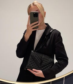 Saint Laurent Grained Calfskin Leather So Black Medium Envelope Bag