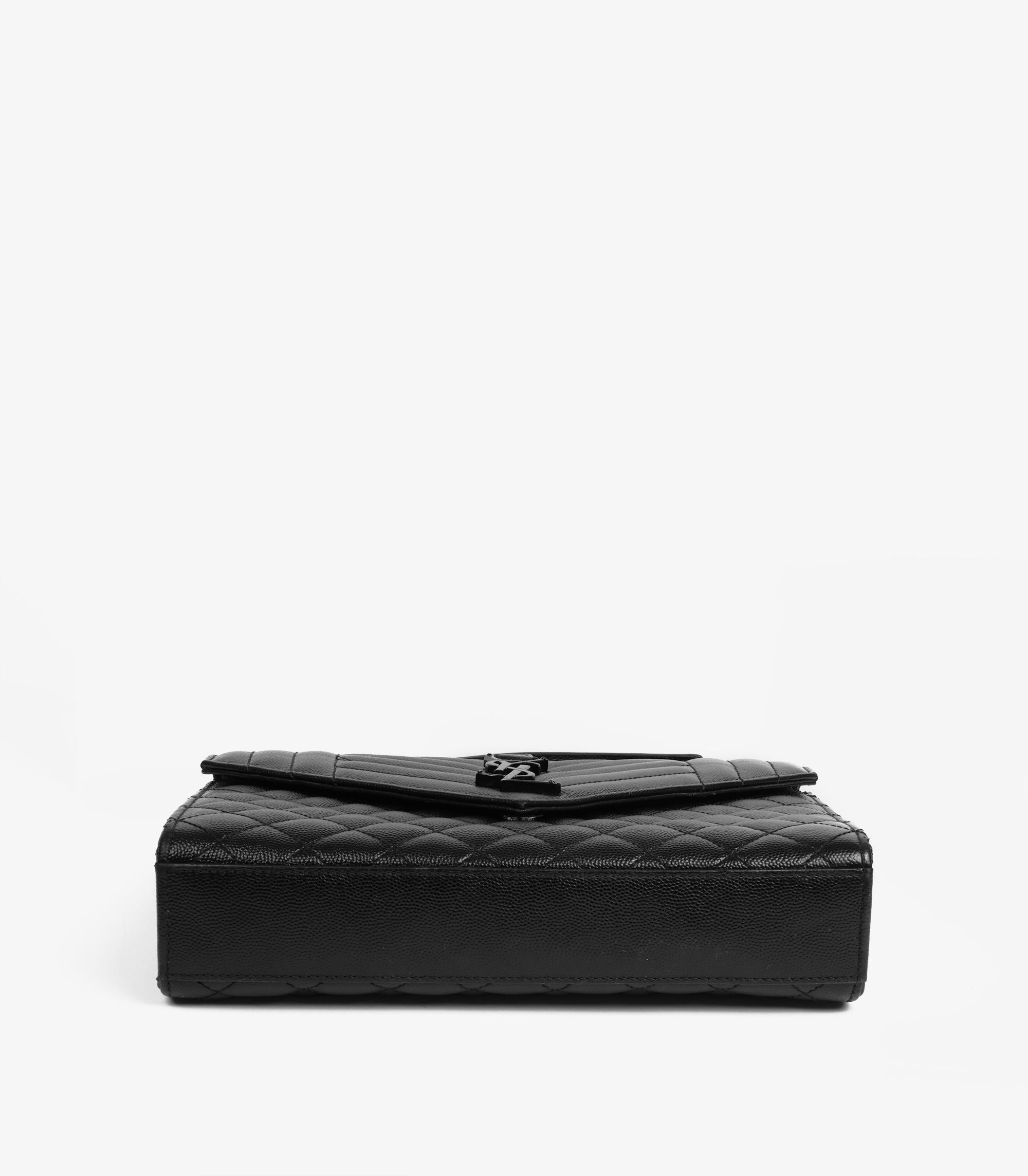 Saint Laurent Grained Calfskin Leather So Black Medium Envelope Bag For Sale 2