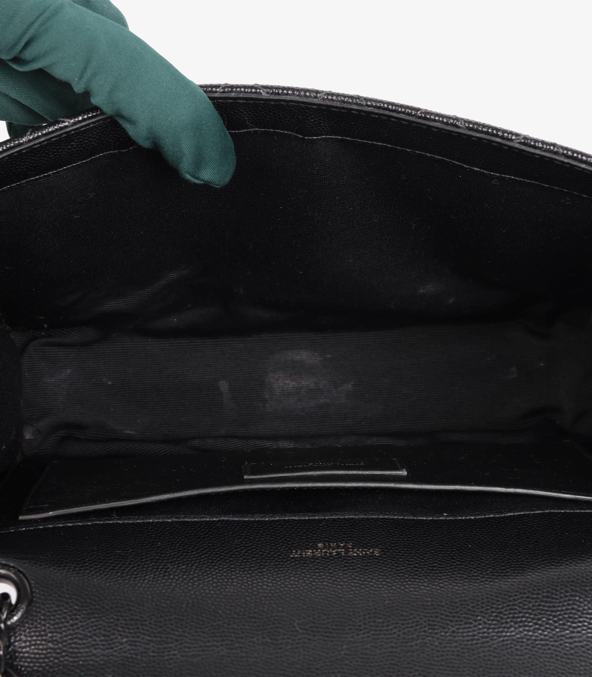 Saint Laurent Grained Calfskin Leather So Black Medium Envelope Bag For Sale 4