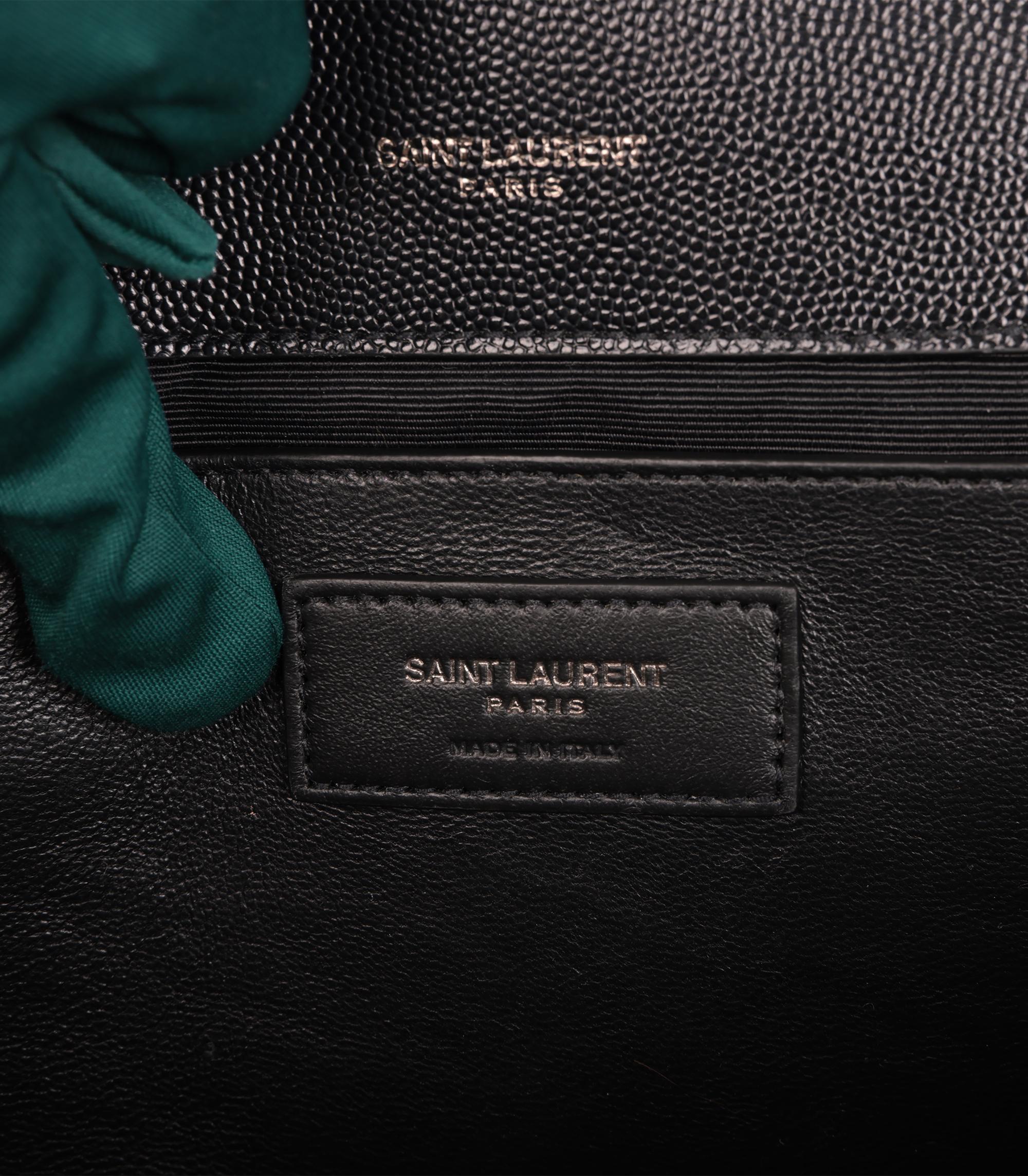 Saint Laurent Grained Calfskin Leather So Black Medium Envelope Bag For Sale 5