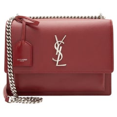 Saint Laurent Grained Calfskin Monogram Sunset Medium Shoulder Bag