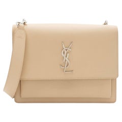Saint Laurent Grained Calfskin Monogram Sunset Medium Shoulder Bag