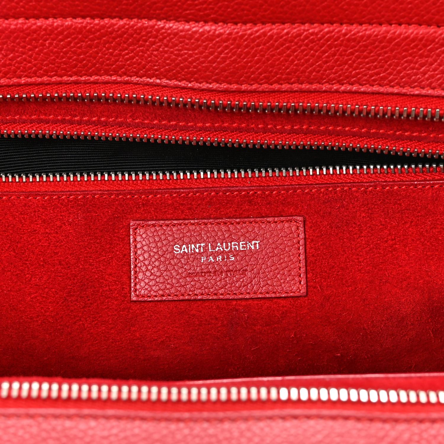 Saint Laurent Grained Leather Red Rive Gauche Tote Bag Small For Sale 7