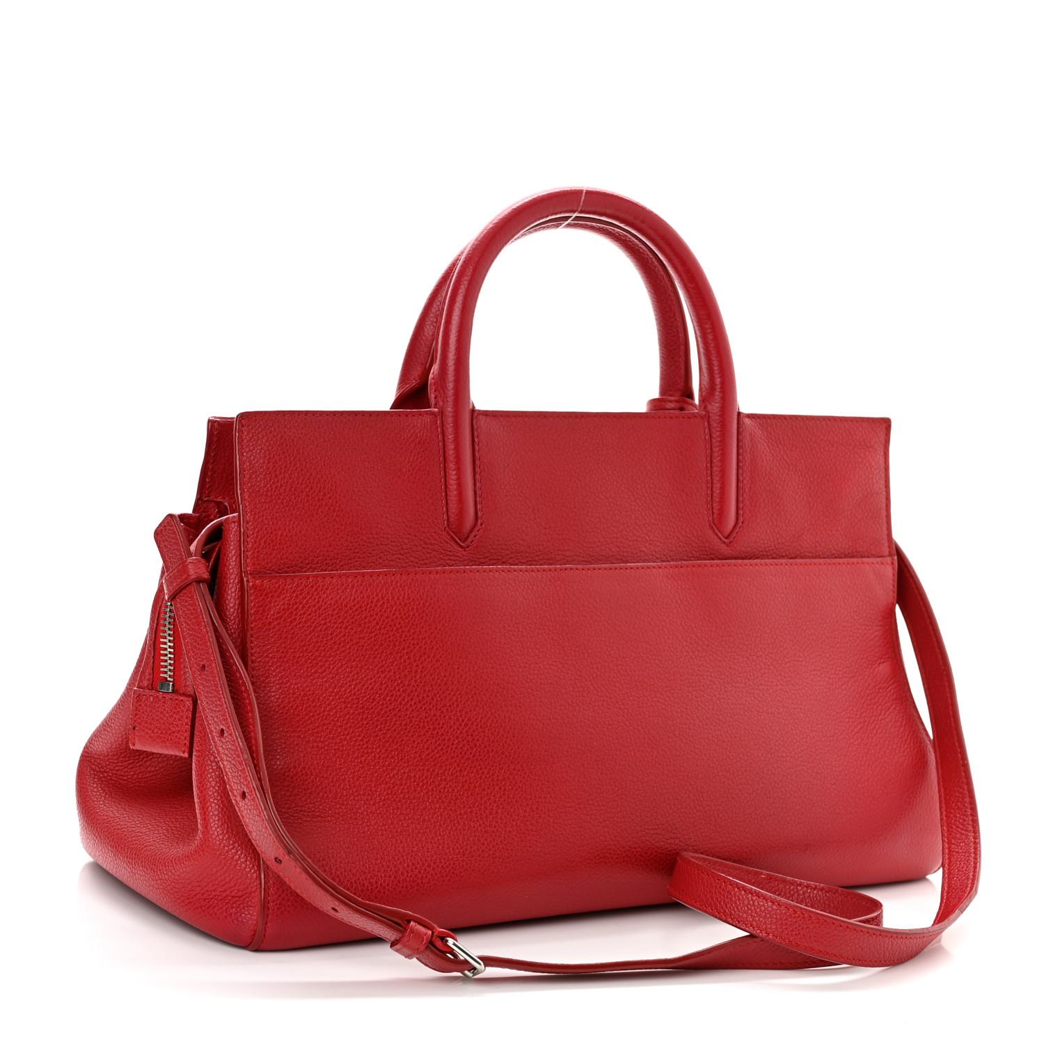 Women's Saint Laurent Grained Leather Red Rive Gauche Tote Bag Small For Sale