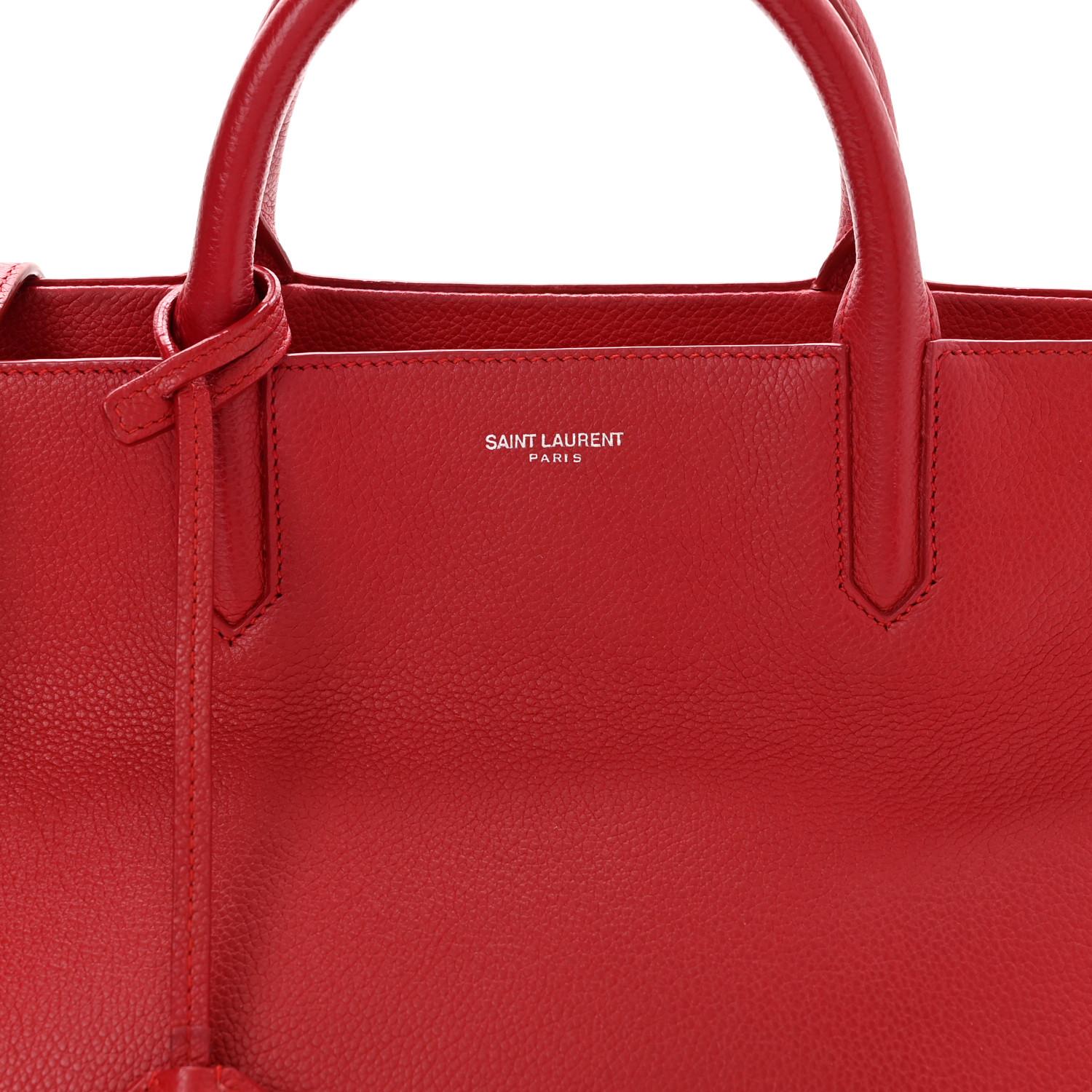 Saint Laurent Grained Leather Red Rive Gauche Tote Bag Small For Sale 3