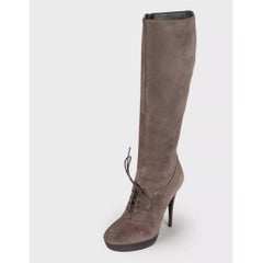 Saint Laurent Graphit Wildleder Stiefel - Größe 37.5