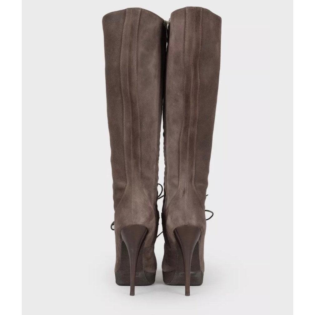Saint Laurent Bottes en daim graphite - Taille 37.5 Bon état - En vente à Krakow, PL