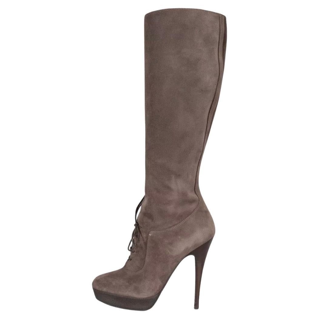 Saint Laurent Graphite Suede Boots - Size 37.5