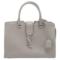Vintage Saint Laurent Gray Leather Baby Cabas 2Way Bag 424868
