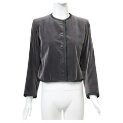 Vintage Saint Laurent Gray Velvet Cropped Jacket
