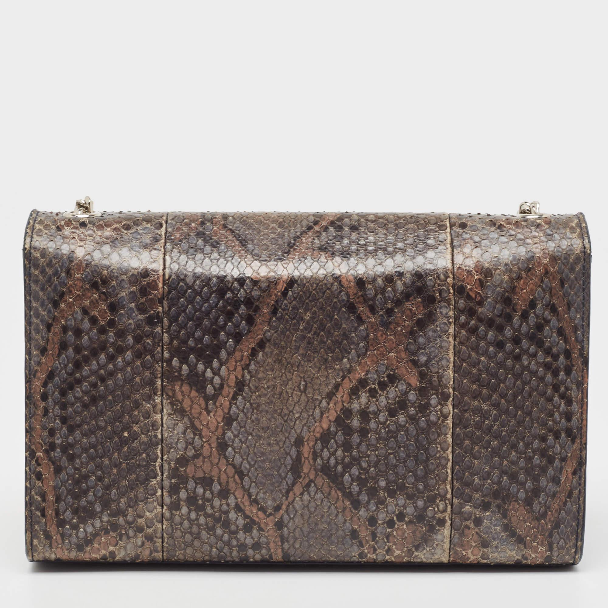 Saint Laurent Green/Brown Karung Leather Kate Shoulder Bag For Sale 2