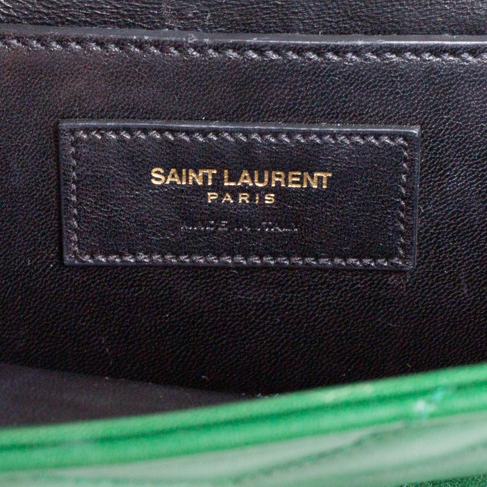 Women's Saint Laurent Green Chevron Leather Medium Cassandre Flap Bag