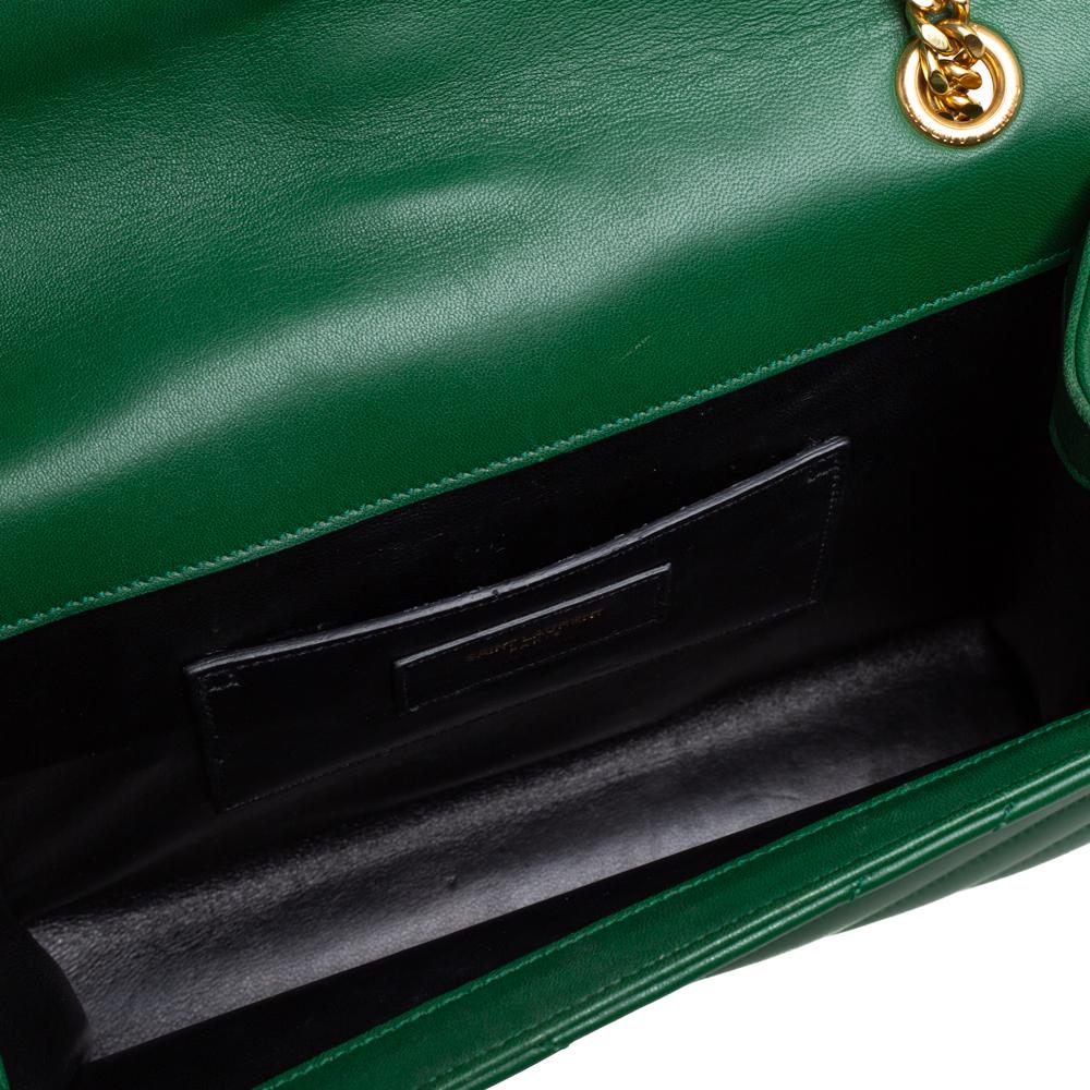 Saint Laurent Green Chevron Leather Medium Cassandre Flap Bag 1