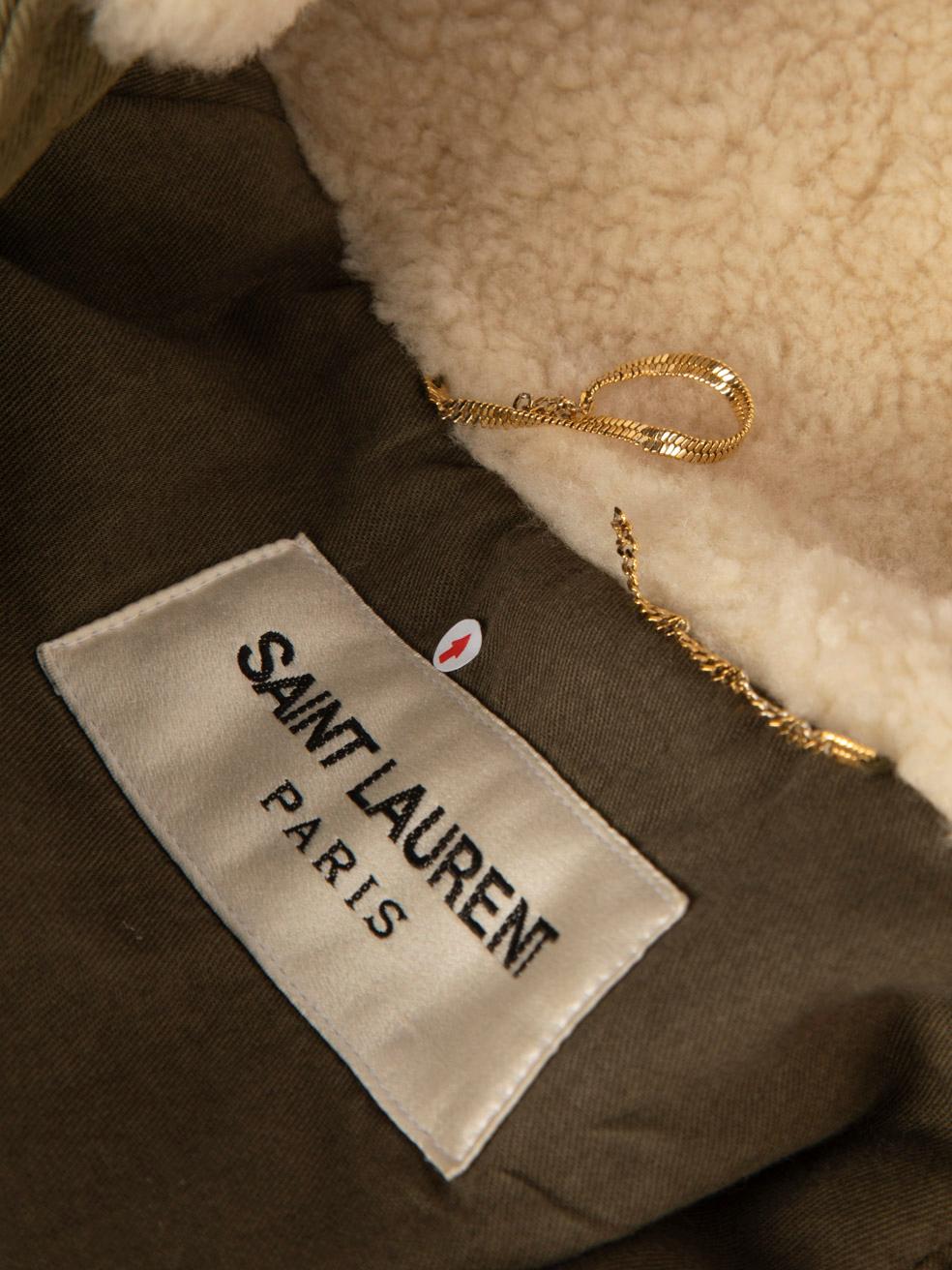 Saint Laurent Green Coyote Fur Trim Parka Coat Size S For Sale 6