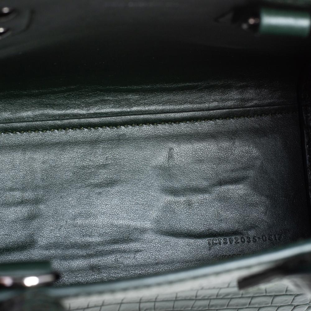 Saint Laurent Green Croc Embossed Leather Nano Classic Sac De Jour Tote 4