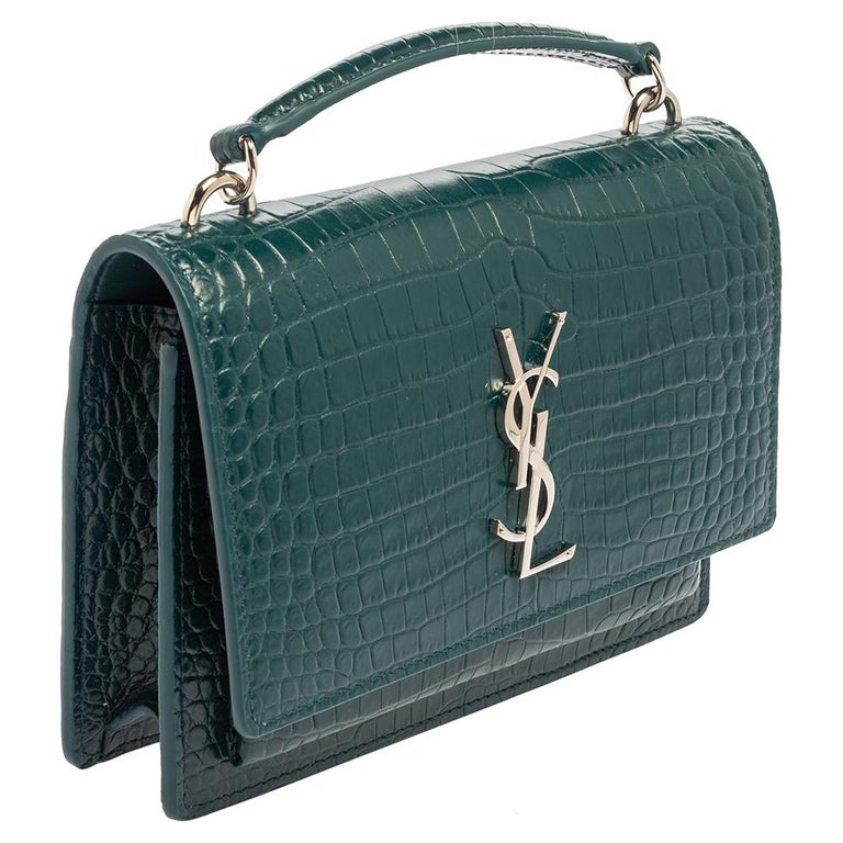 Yves Saint Laurent Vintage Dark Green Croc Embossed Patent Leather Met –  Amarcord Vintage Fashion