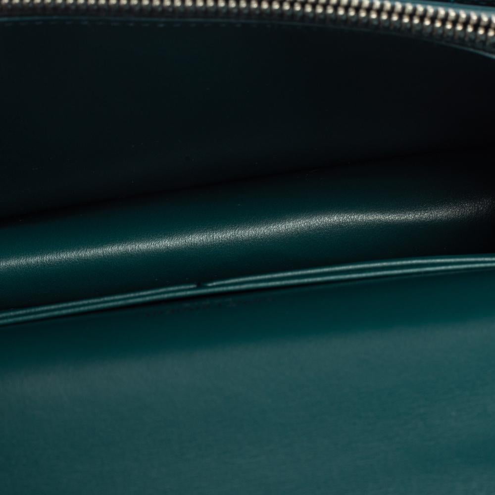 Black Saint Laurent Green Croc Embossed Leather Sunset Crossbody Bag