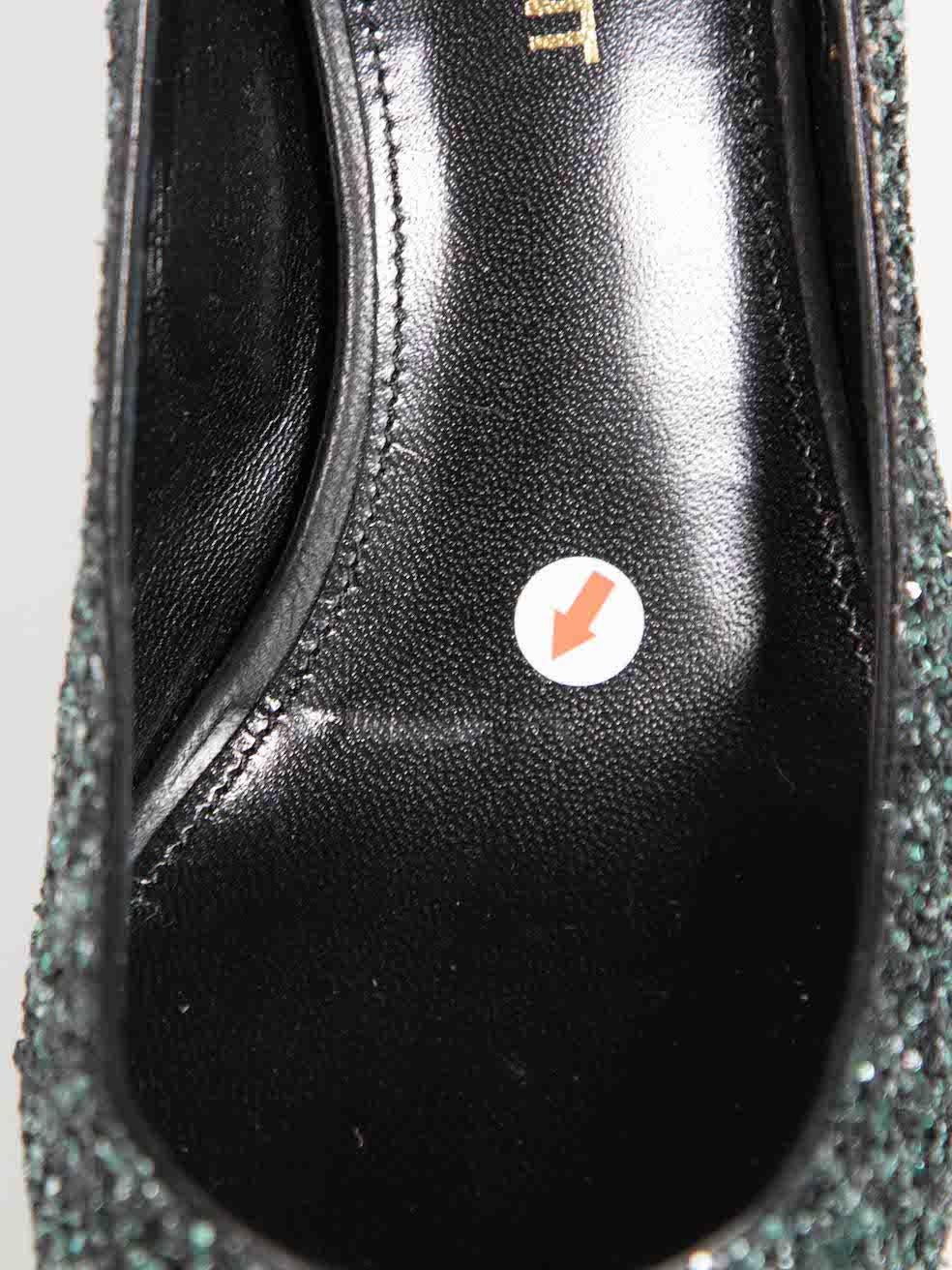 Women's Saint Laurent Green Glitter Pumps Size IT 35.5 For Sale