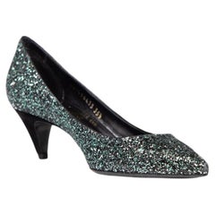 Saint Laurent Green Glitter Pumps Size IT 35.5